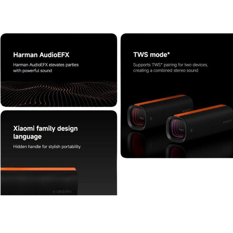 Parlante Xiaomi Sound Party negro con luces LED brillantes